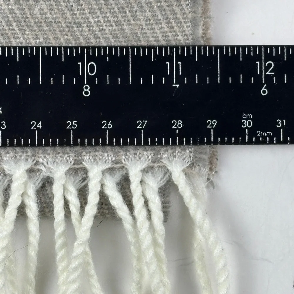 Calvin‎ Klein Scarf Unisex OS Grey Cream Fringe Tassel Colorblock